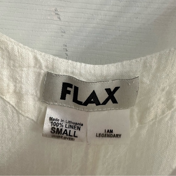 Flax Dress Midi Linen White Casual Beach Summer Lagenlook Modest Size Small - Picture 6 of 7
